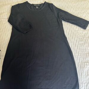 Lane Bryant Black Dress 3/4 eyelet sleeve Dress 14/16 with lots of stretch